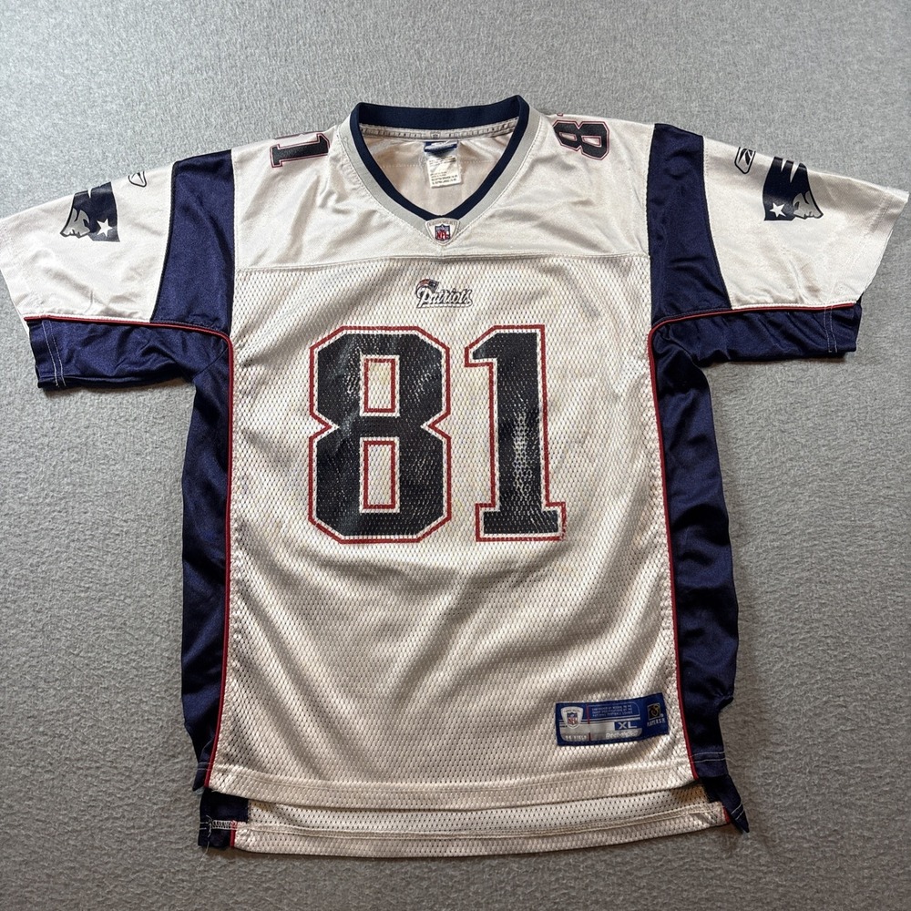 Reebok Onfield New England Patriots #81 RANDY MOSS White Jersey (Youth XL 18-20)
